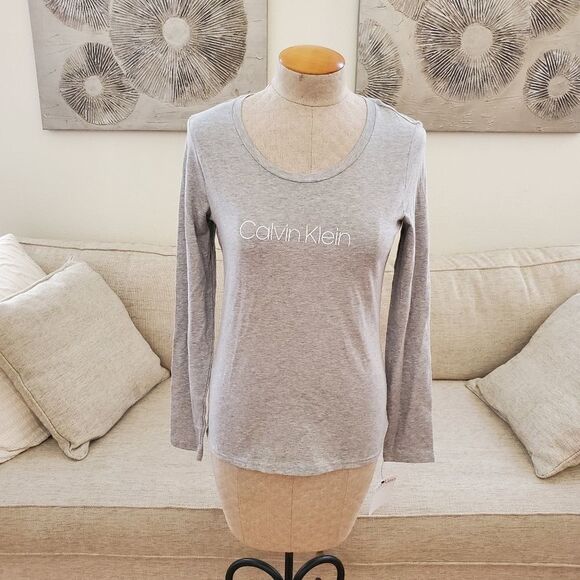 Calvin Klein Logo Long Sleeve Pajama Top - Picture 2 of 11